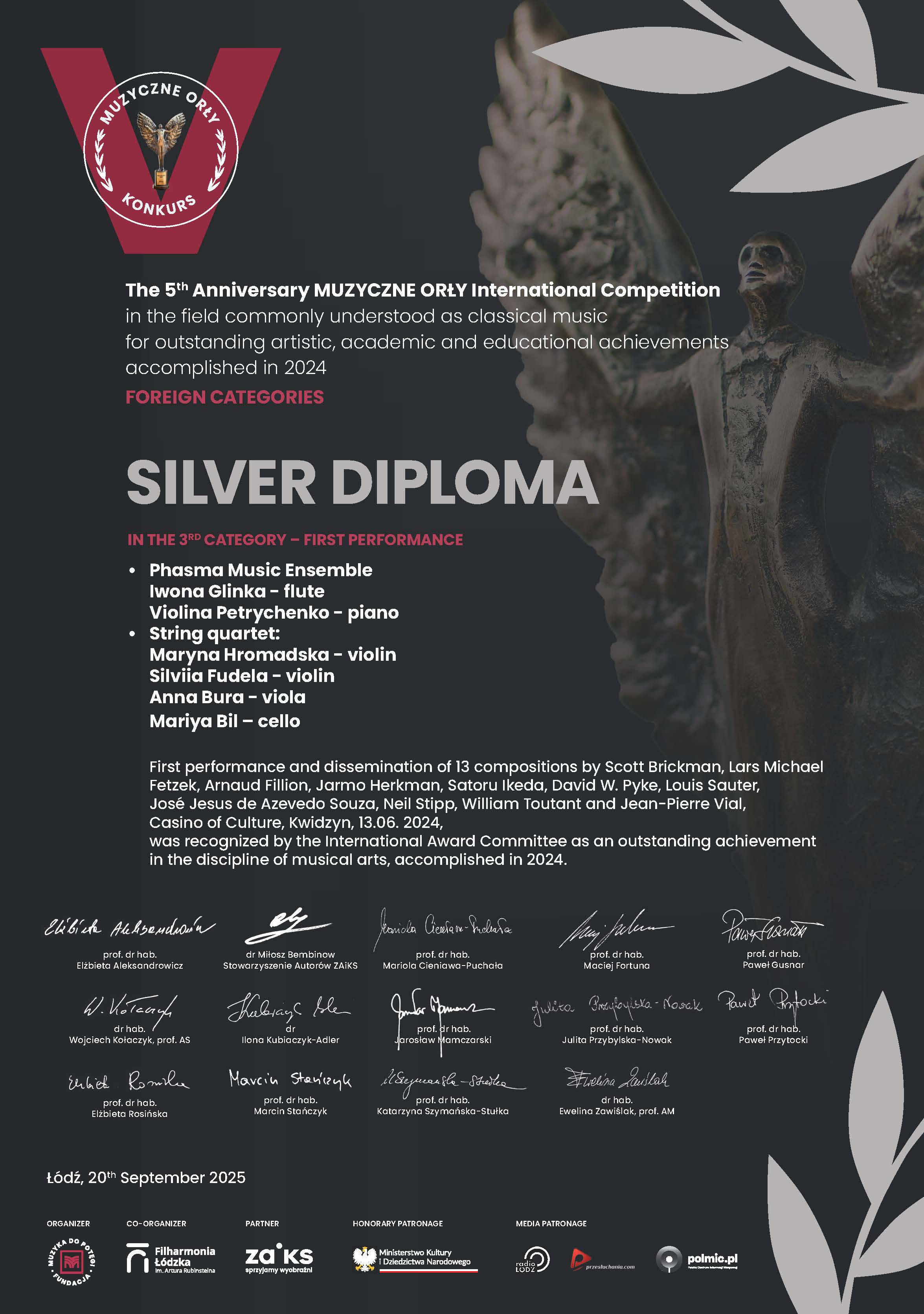 Muzyczne Orły diploma Muzyczne Orły diploma